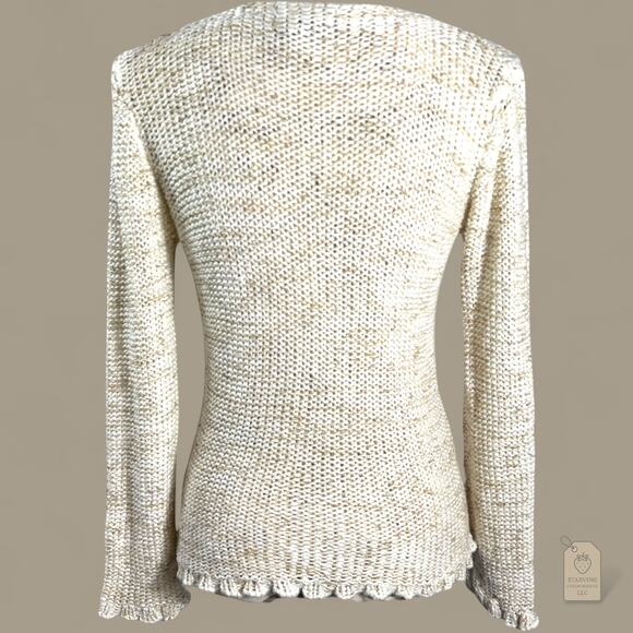 BCBGMAXAZRIA Cream Button Down Knit Sweater Cardigan - Picture 5 of 9